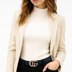 Gucci Marmont Leather Belt with Pearl Embellishments, Used